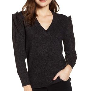 Sexy Chelsea28 V Neck Pleat Shoulder Sweater